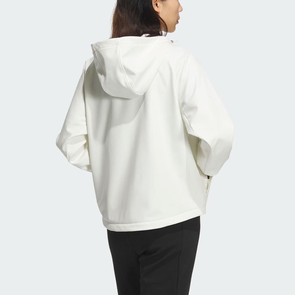 Adidas FW24 Softshell Hooded Modern Series Water-Resistant Warm Casual Long Sleeve Jacket Women Jackets Han-Jade-White JX6833
