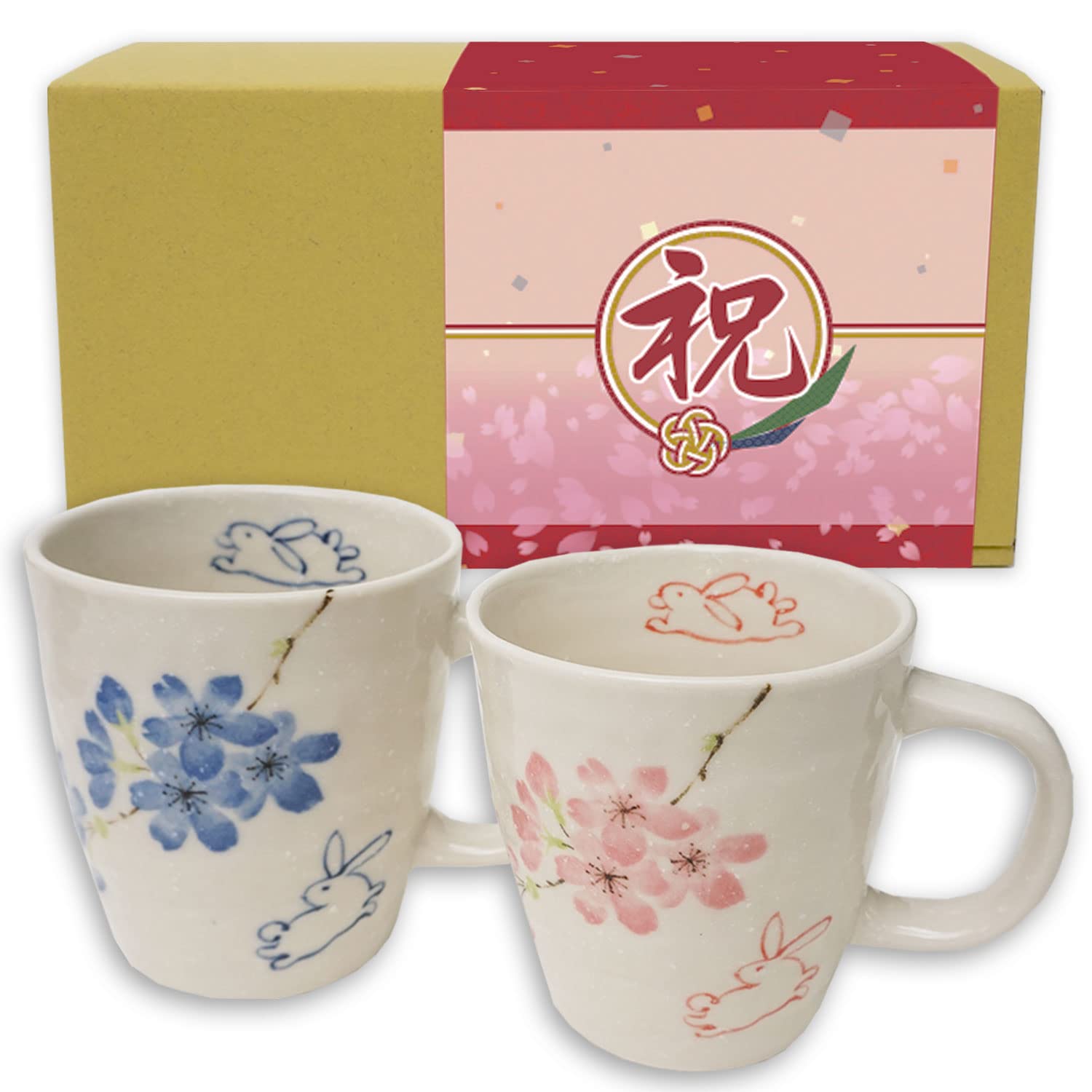 

Perfect for Pair of Sakura Mino boxed and birthdays. Rabbit-themed mugs, ware, gift-wrapped. белый