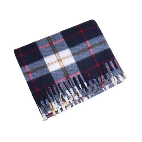 Double-Sided Velvet Scarf with Tassel Decoration Plaid Print Autumn Winter Warm Cashmere-like Scarf Fashion Accessory
