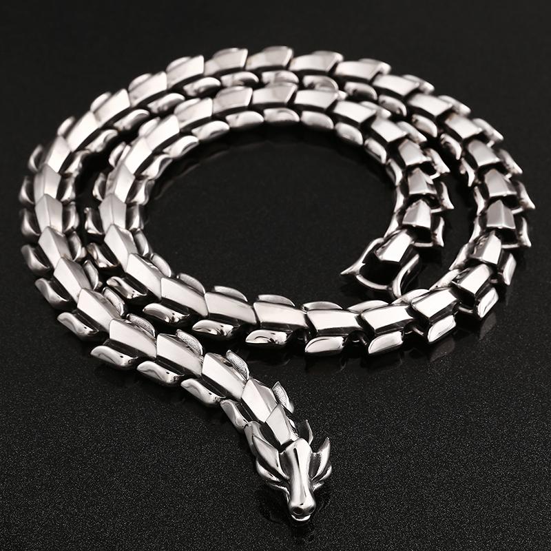 Gargantilla de cadena con quilla de dragón de 15 mm de ancho estilo punk rockero para hombre, de acero inoxidable macizo, accesorios de joyería para el cuello, regalos para él