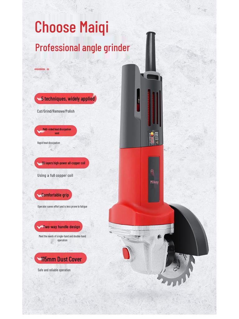 Multifunctional Electric Angle Grinder & Polisher: High-Power Handheld Grinding and Cutting Tool