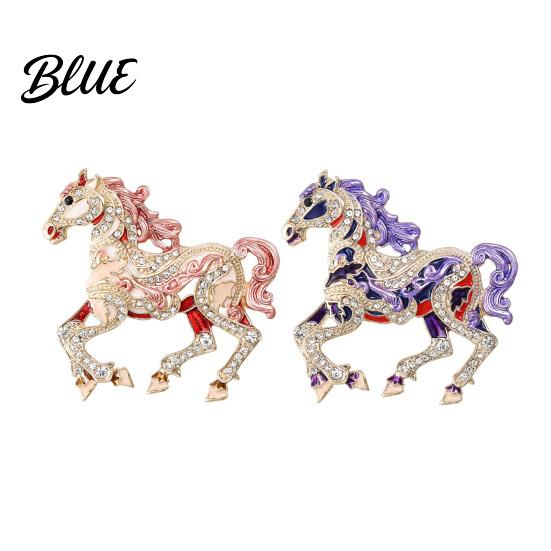 Elegant Horse Accessory Colorful Brooch Rhinestone Encrusted Alloy Lapel Pin