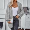 Podzim Zima Vintage Volný Top s Dlouhým Rukávem Jednobarevný Cardigan Svetr S výstřihem do V