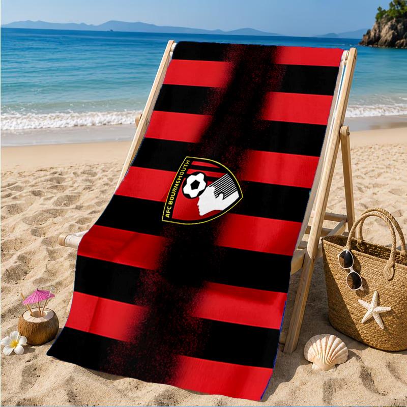 Soccer Ball Afc Crest Printed Microfiber Beach Towel, Soft And Absorbent, Quick-Dry, Ideal for Summer Travel, Beach Essential, Swimming Pool