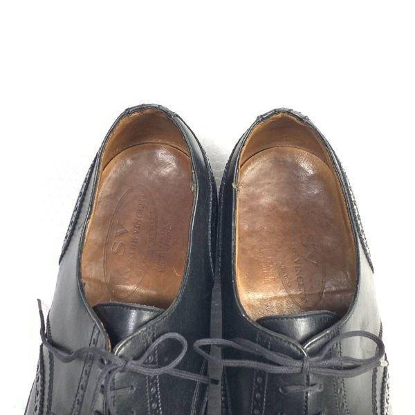 Rare Vintage JM Weston SYLVESTRE VINCENT Size 8D 26.0cm Wingtip Dress Shoes Black(USED)