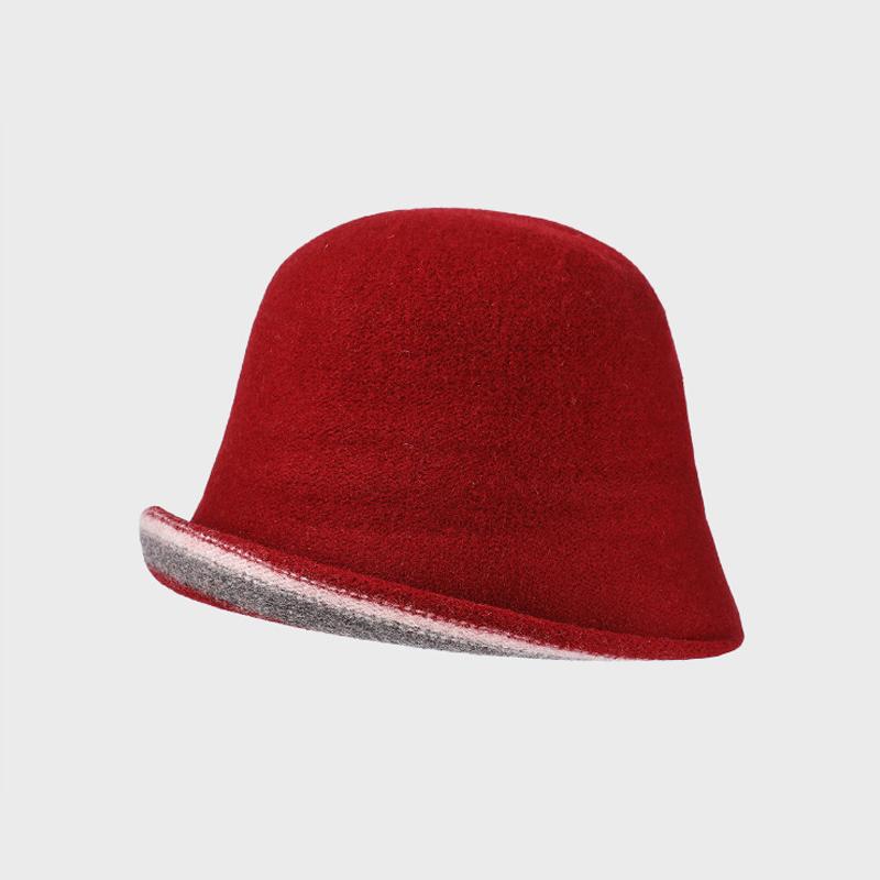 Wool Fisherman Hat Women's Winter Bucket Hat Contrast Color Basin Hat Bucket Hat
