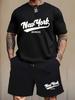 Summer 2025 new men's suit: Summer short-sleeved T-shirt top, casual street wear and comfortable top, simple letter print men's