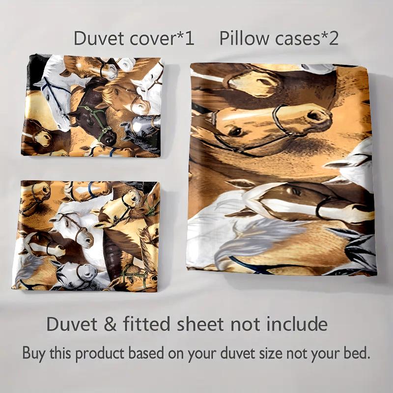 Horse Heads Pattern Bedding Duvet Cover Sets Duvet Covers Pillowcases Gifts (1 * Duvet Cover 2 * Pillowcases, Without Duvet Insert)