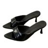 One-word Drag Nude High Heels Cool Slippers Low Heel Fairy Shoes with Skirt Spring and Summer New High Heel Sandals