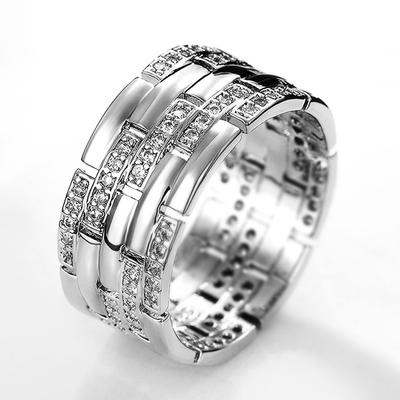Huitan Luxe Alliage de Zinc Couleur Femmes/Hommes Bagues de Doigt CZ Brillant Anniversaire Cadeau d'Amour Design Simple et Élégant Zircon Mode Polyvalente