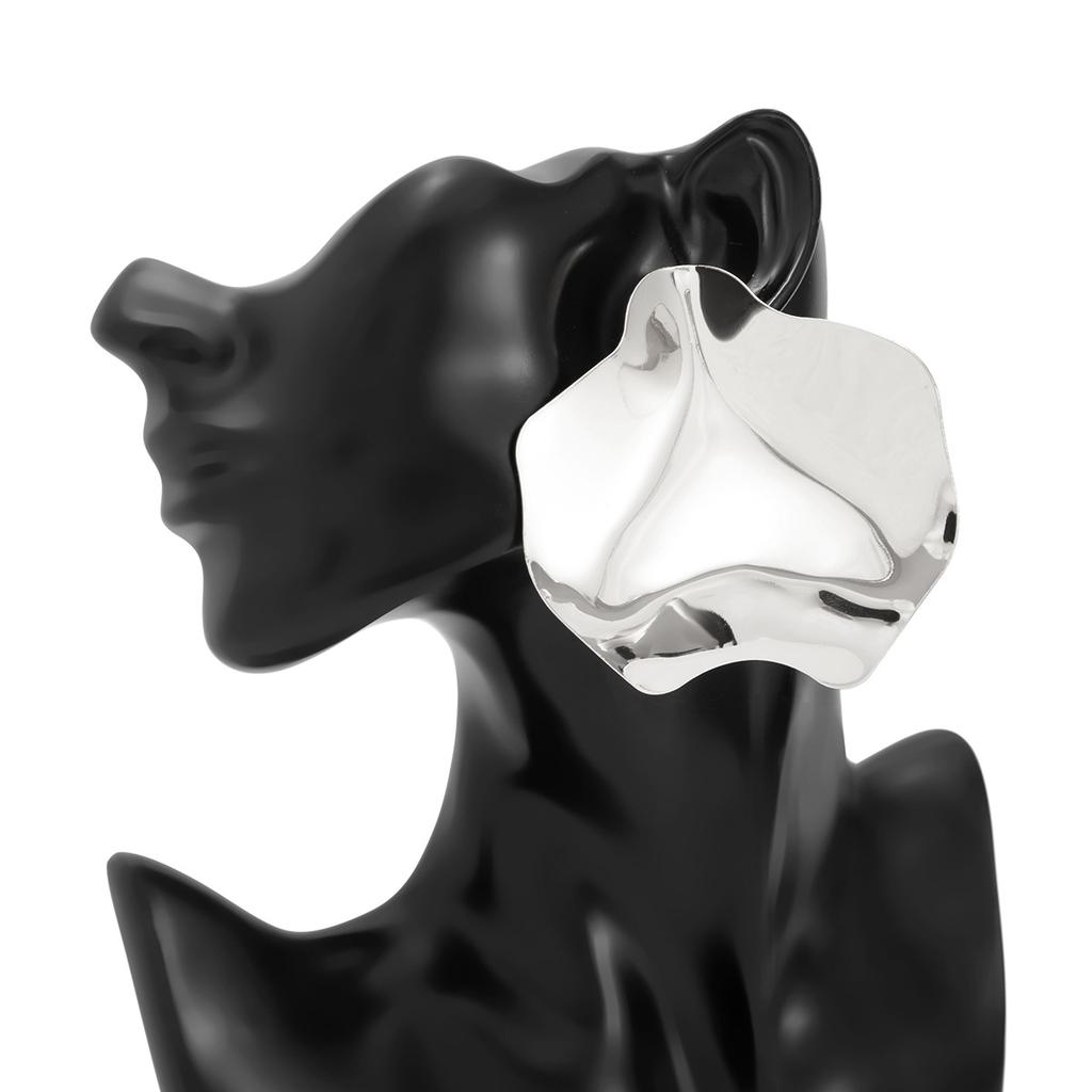 Exaggerated Personality, Smooth Folds, Earrings, Women's Irregular Geometry, Metal Earrings, Jewelry