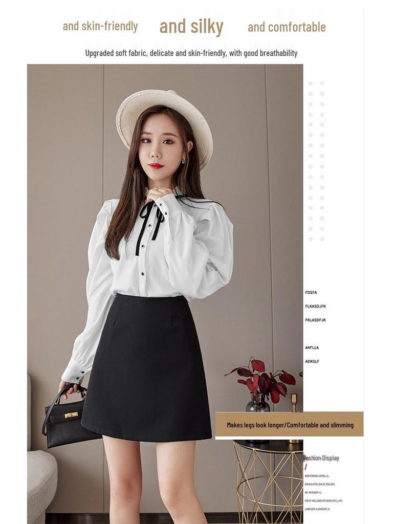 2024 High Waist Plus Size Black Midi Skirt for Women - Summer A-Line, Anti-Exposure, Slit, Slimming, Hip-Hugging Design