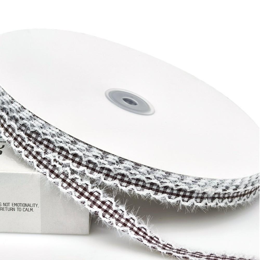 Frayed Edge Checkered Ribbon 1cm Width Fabric Binding Tape Creative Wavy Edge Ribbon  DIY Bow Craft