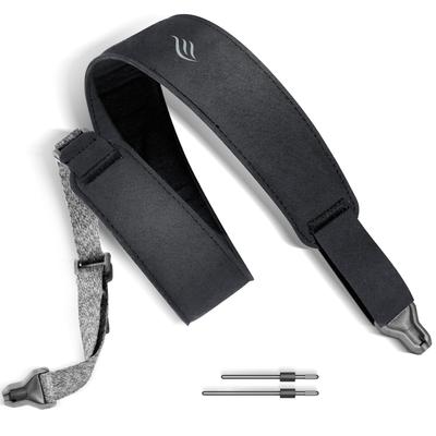 Enya Guitar Strap with Magnetic Strap Lock for Guitars, Basses, and Ukuleles, Black PU Leather, Quick Release, One-Hand Length Adjustment (MS1BK)
