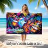 Music General Theme Beach Towel Personalized Custom Name & Text Soft Quick Dry Beach Towel for Swimming Travel