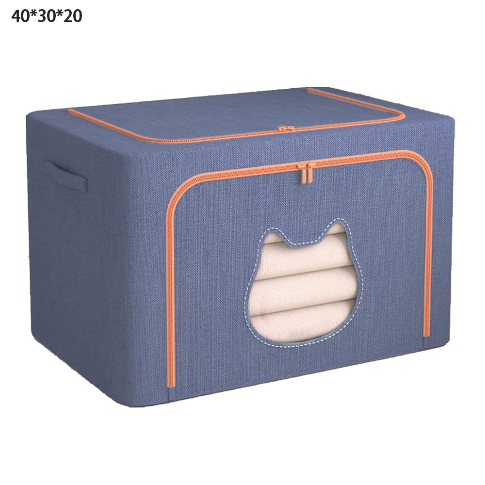 24L 40 x 30 x 20CM Foldable Storage Box with Cat Ear Window Cationic Fabric Steel Frame Organizer