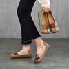 Johnature Vintage Mieszane Kolory Ręcznie Robione Damskie Buty Miękka Podeszwa Płytkie Prawdziwej Skóry Kwadratowe Noski Płaskie Buty