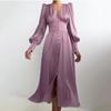 White Single Breasted Elegant Dress for Women Party Robe High Waist Satin Long Dress