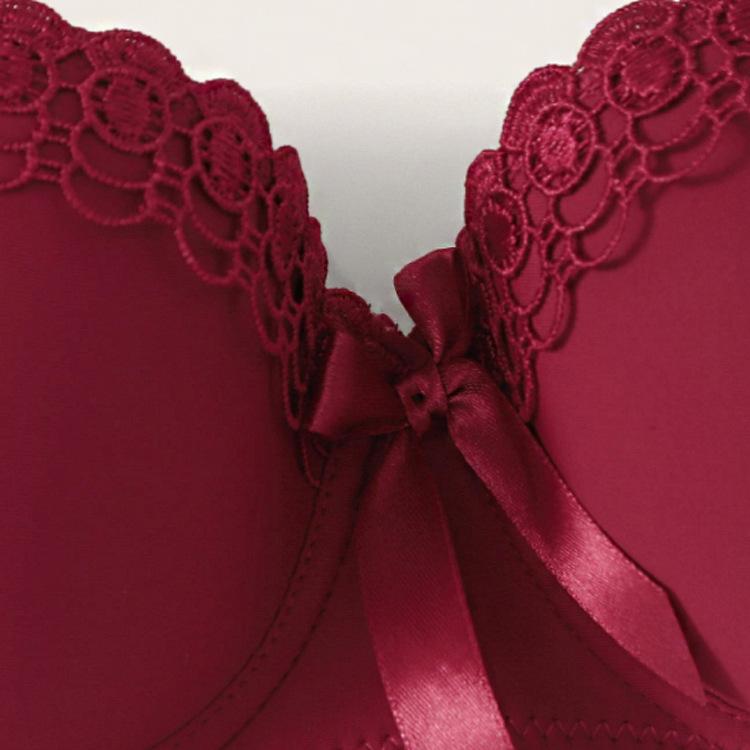 Reggiseno da donna con fiocco, intimo push-up raccolto, reggiseno minimizzatore con ferretto, lingerie sexy in pizzo