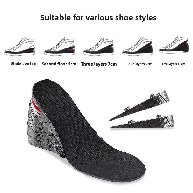 PVC Inner Heightening Insole Men's and Women's Breathable Shock Absorption Air Cushion Adjustable Invisible Combination Insole