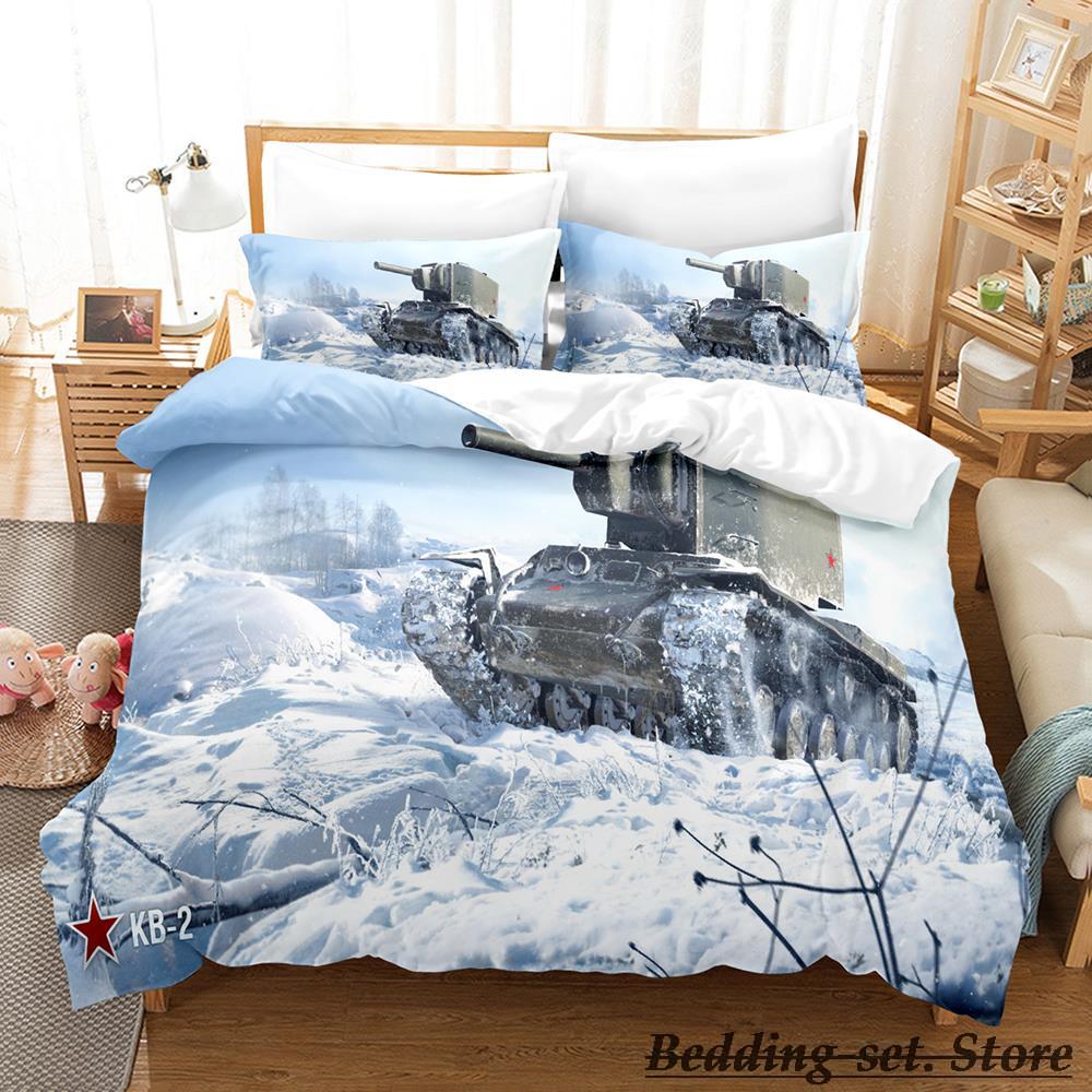 World Of Tanks Bedding Set Single Twin Full Queen King Size Bed Set Adult Kid Bedroom Duvetcover Sets Anime Parure De Lit Bed