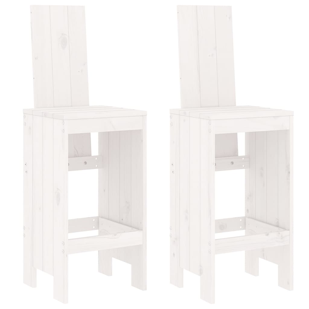 Bar Stool Set 2 pcs White 40 x 42 x 120 cm Solid Pine Wood