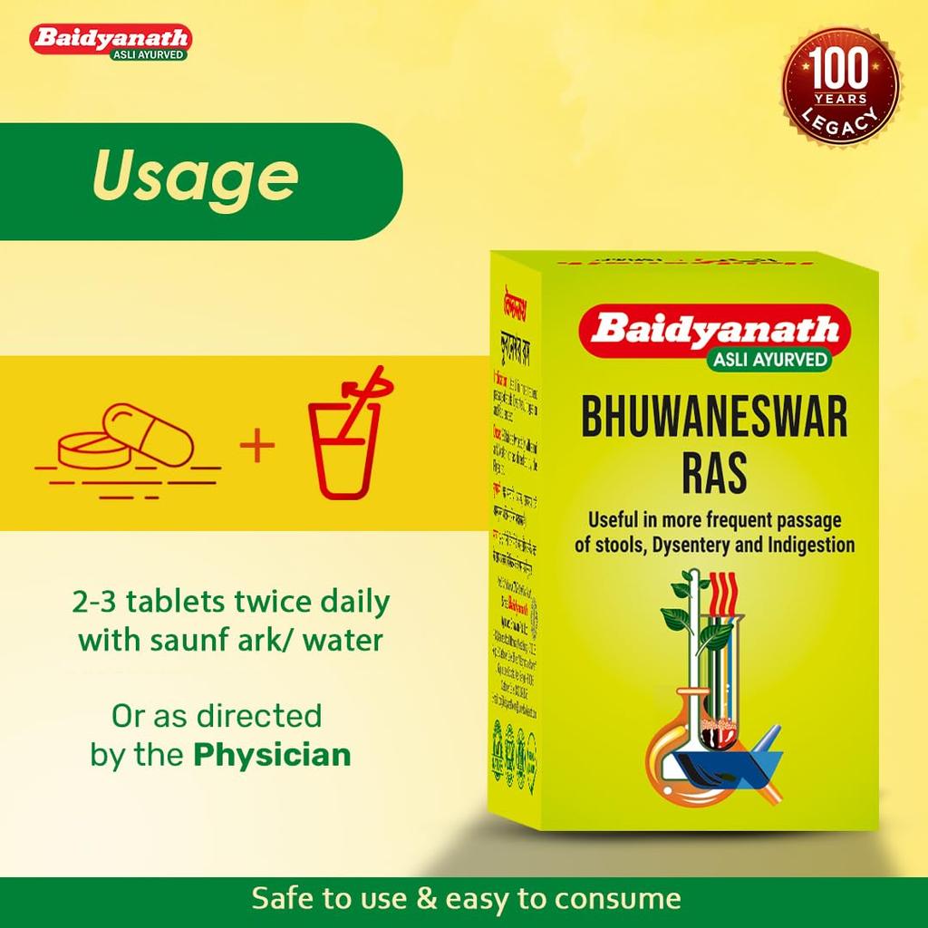 Baidyanath Bhuwaneswar Ras 30 Tablets For Digestive Health And Stomach Wellness | Herbal Ayurvedic Supplement For Daily Gut Balance Support