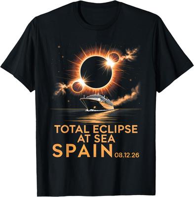 Total Solar Eclipse Spain Sea 12 August 2026 Men T-Shirt