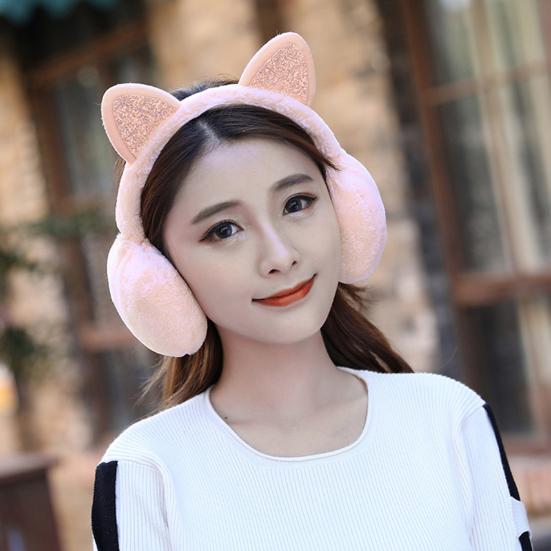 Earmuffs Skin-friendly Cats Ears Design Plush Winter Warm Cats Ear Muffs for Outdoor