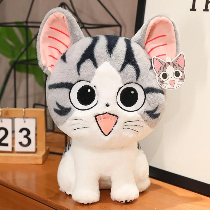 Kawaii Cheese Cat Plush Doll Black And White Standing Cheese Cat Plush Toy Soft Stuffed Cotton To Accompany The Sleeping Doll