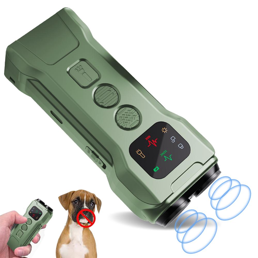 Dual Head Ultrasonic Dog Repeller 5V 500MA Dog Repellent Portable Dog Trainer Anti-Barking Training Device with LED Flashlight