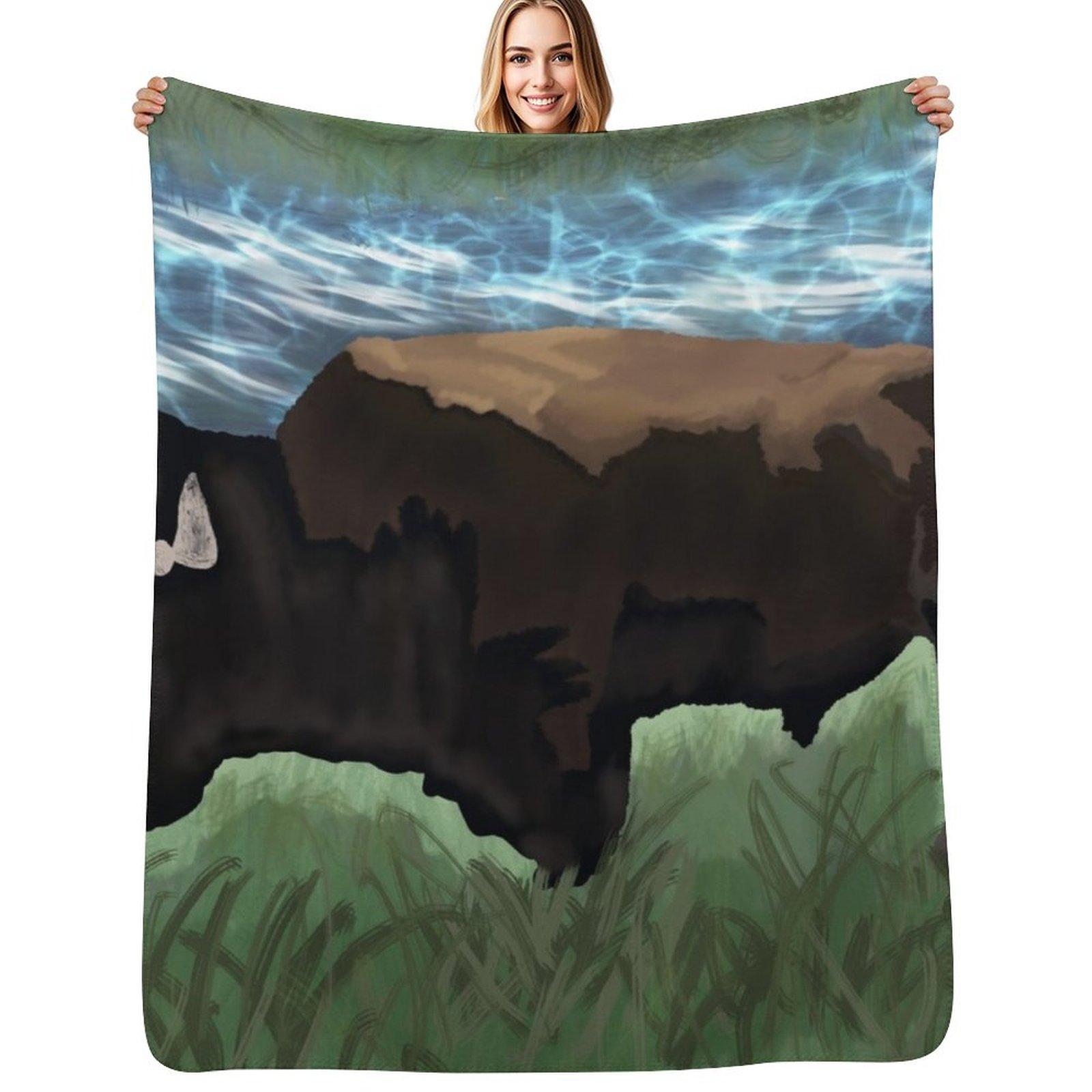 American Buffalo Throw Blanket Soft Comfort Blanket for Reading Watching TV Size: 75*100cm, Weight: 230 GSM