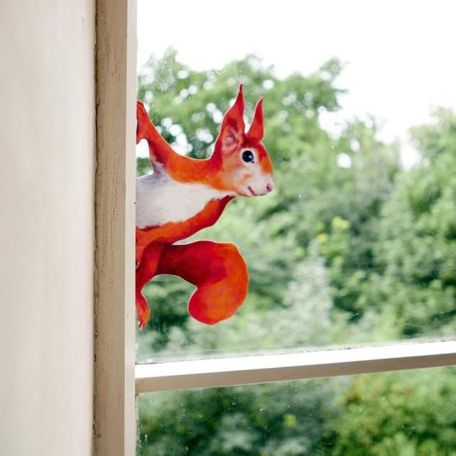 1PCS Peeping Squirrel Wall Decal, Woodland Stickers For Walls And Windows