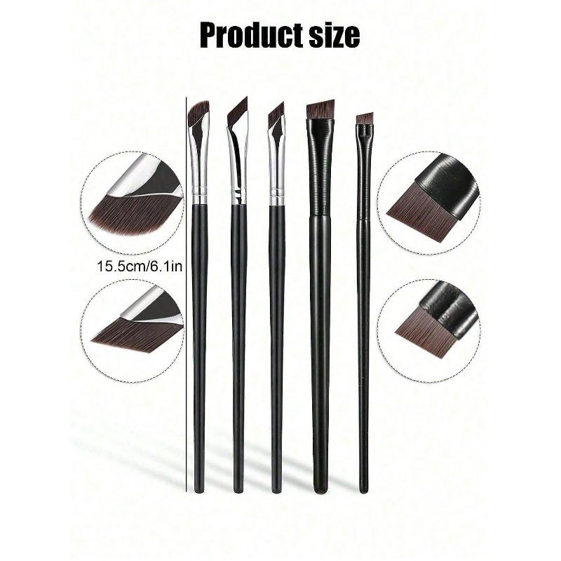 5pcs/set Precision Eye Makeup Brush Set Scythe & Angled Eyeliner, Eyebrow Brushes With Long Handle Makeup Brush Kit
