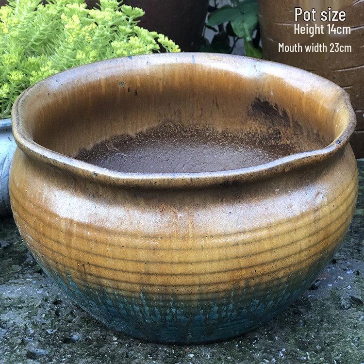 Yixing Handmade Retro Succulent Pot – Breathable Purple Clay Large Ceramic Flower Jar. Large - Ceramic