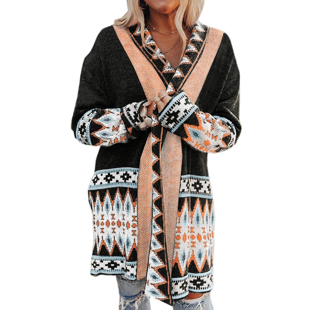 Strickmuster Mittellanger Cardigan-Pullover