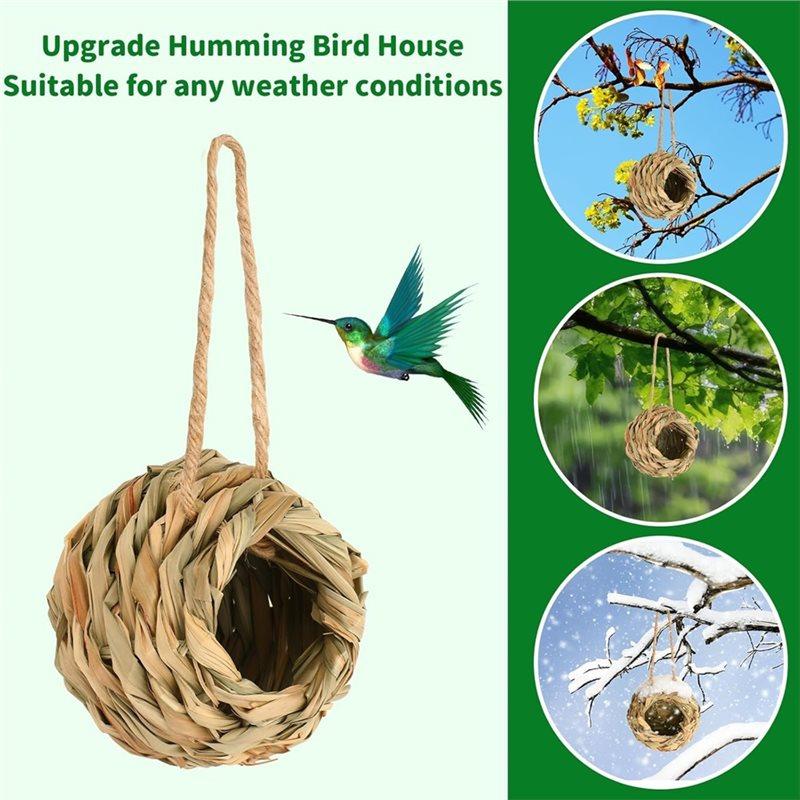 A34R Handmade Bird House Hummingbird House Outdoor 4-Pack, Natural Bird Nest Handwoven Hanging Bird For Garden Window Patio Lawn