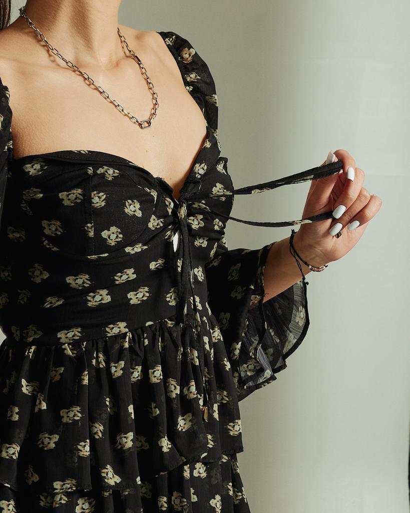 Dress QUZU 31972 S Black-beige Flower