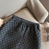 Women's Grey Polka Dot Woolen Bodycon Skirt with Ruffle Hem – High Waist, Slimming, Autumn/Winter Style