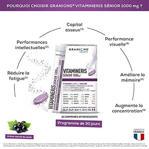 Granions Vitamineris Senior 1000mg + Vitamin C, Choline - 30 Tablets