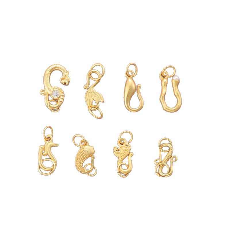 S925 Sterling Silver Gold-Plated Pearl Koi Necklace with Auspicious Clouds and Phoenix S-Hook Clasp