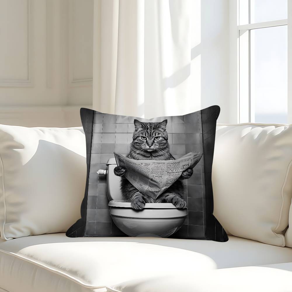 

Funny Toilet Animals Reading Pillow Case Removable Washable Cushion Cover – All-Season Soft Linen 16x16Inch