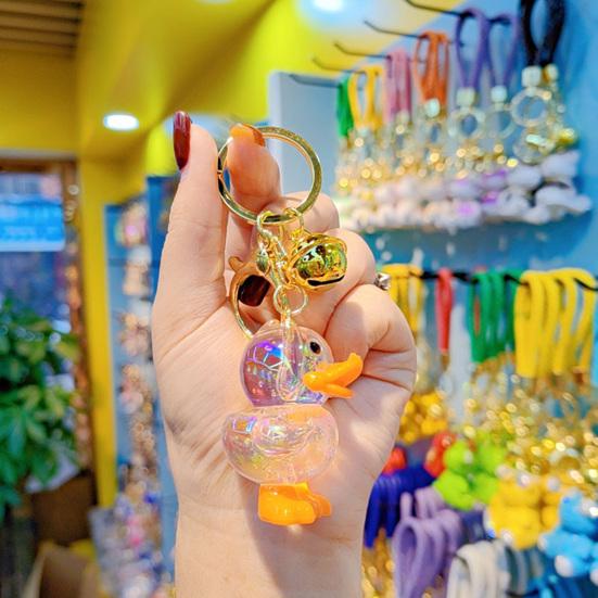 Schlüsselanhänger Transparent Macaron-Farbe Perlen Schlüsselkette mit Entenanhänger Tragbar Anti-Verlust Handy-Kettenbeutel Aufhänger