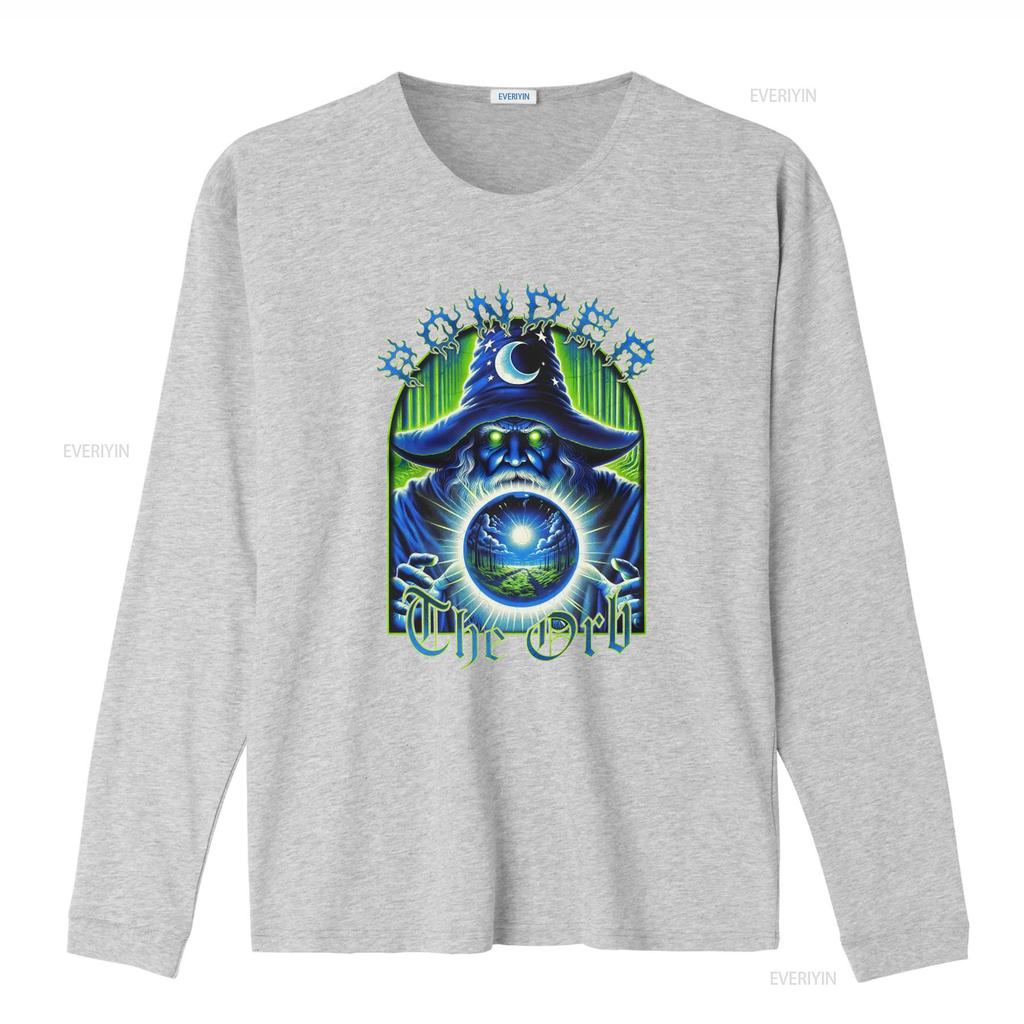 Vintage 80er Jahre Stil Zauberer Blau Ästhetik T-Shirt Extra Großer Druck mit Denke über die Kugel Design vintage Gewaschen Stilvoll homme
