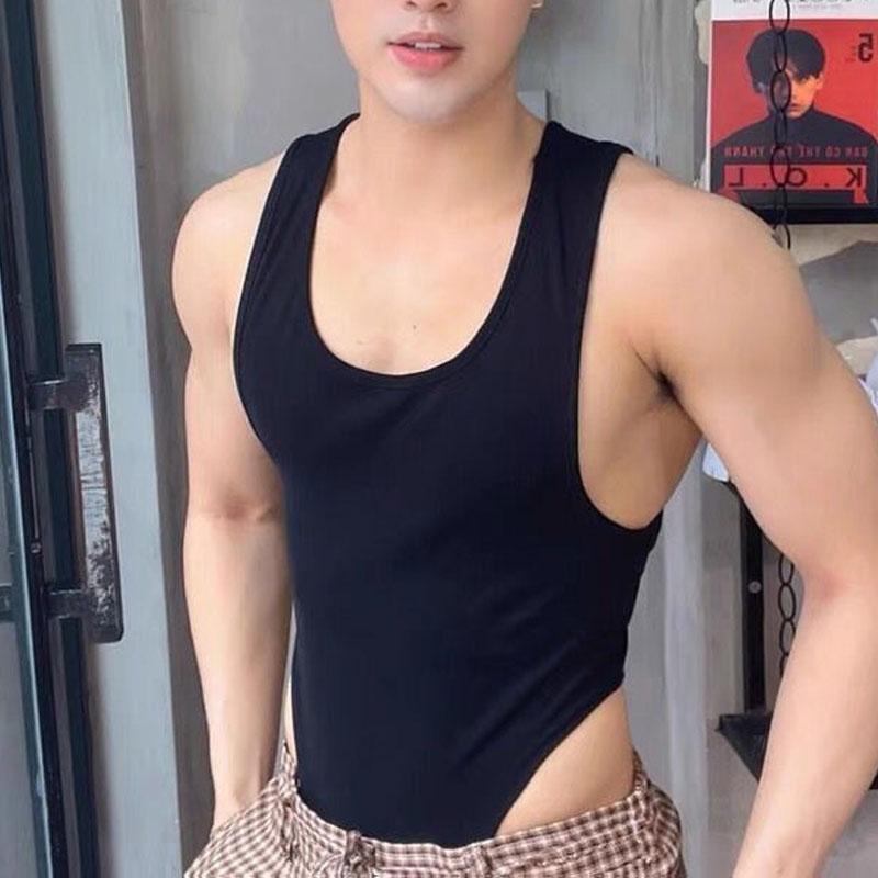 Pohodlný potisk Pánské domácí oblečení Nový kulatý výstřih Slim Ležérní tílka Korejský styl Osobnost Pohyb Spodní košile