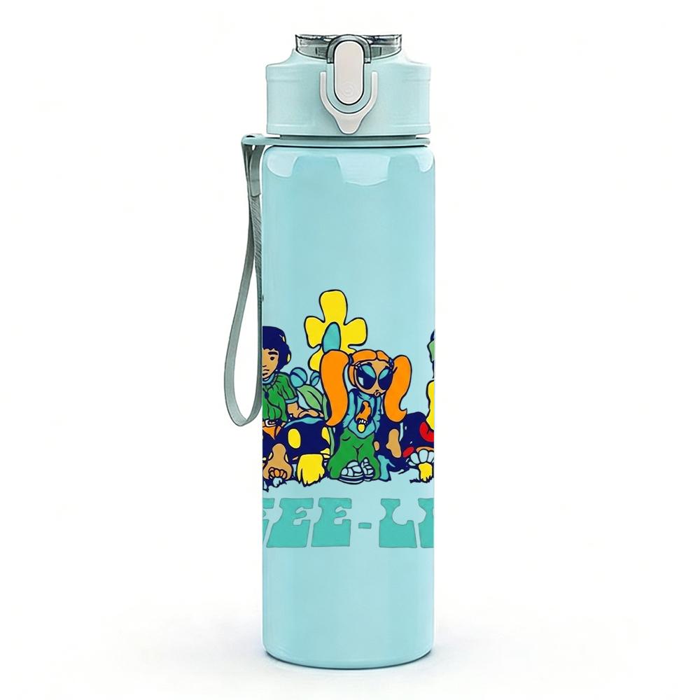 1PC Deep Purple Rock Band Group Cartoon Print 750ml Portable Sports Water Bottle Leakproof Gym Outdoor Travel Drink Cup