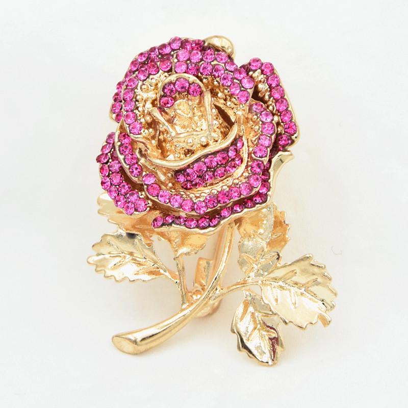 Gold-Plated Alloy Rose Brooch - Elegant Lapel Pin for Suits  Evening Gowns