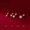 WANTME 925 Silver Luxury Round Zircon Simple Bead Stud Earrings for Women Fashion Body Piercing Jewelry Accessories