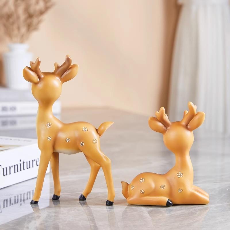 Healing Plum Blossoms On Deer Children's Room Bedroom Desk Decoration Girl Birthday Gift Resin Craft