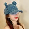 Hat Washed Denim Bear Ears Cap Female Cute Embroidered Alphabet Baseball Cap Fashion Versatile New